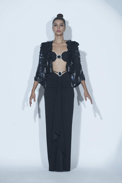 LYRA Draped Skirt & Jacket Set